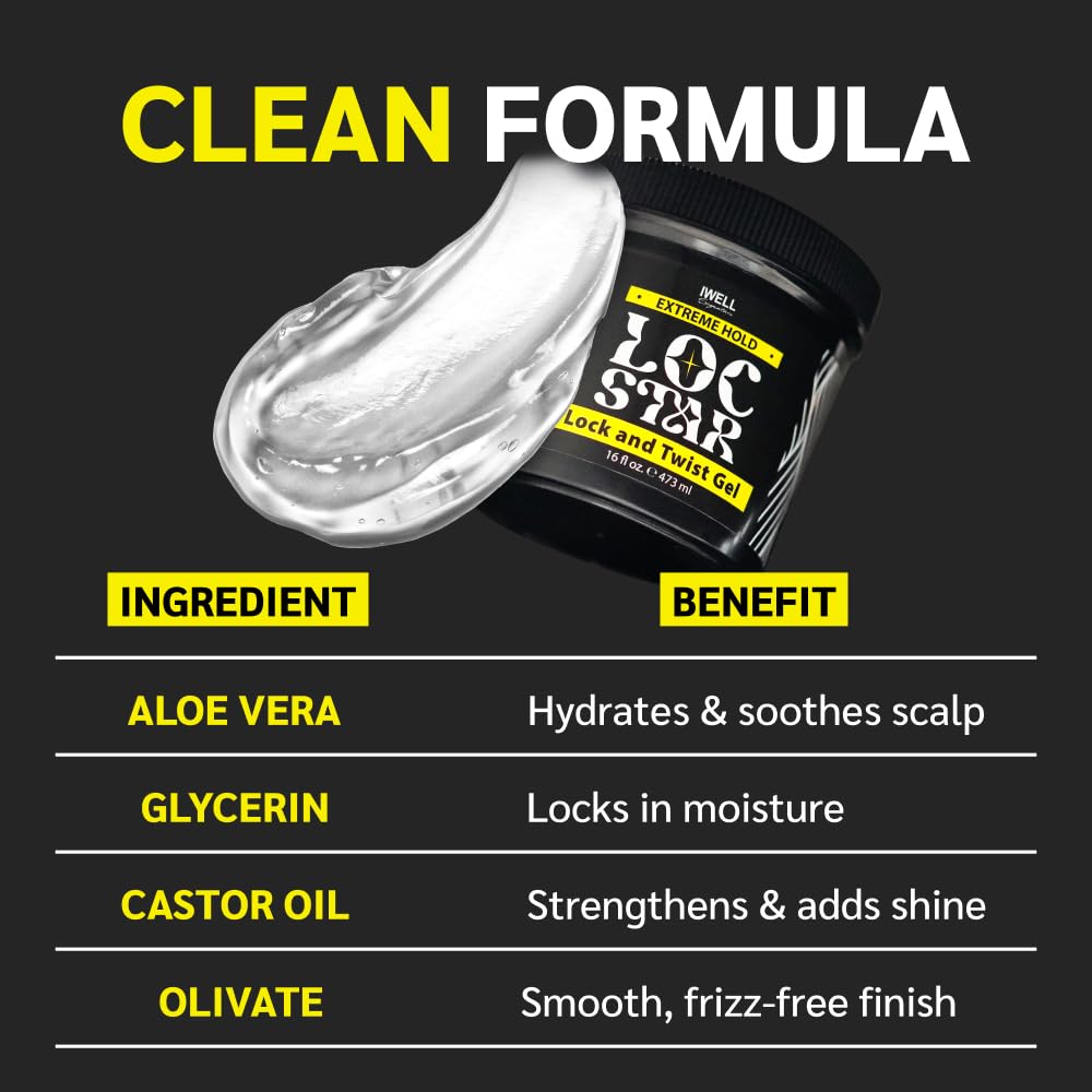 IWELL Signature Loc Star Braid & Loc Gel, 3.4 fl oz | Extreme Hold for Braids, Locs, Twists, Cornrows & Edges | Smooths & Tames Frizz | No Heavy