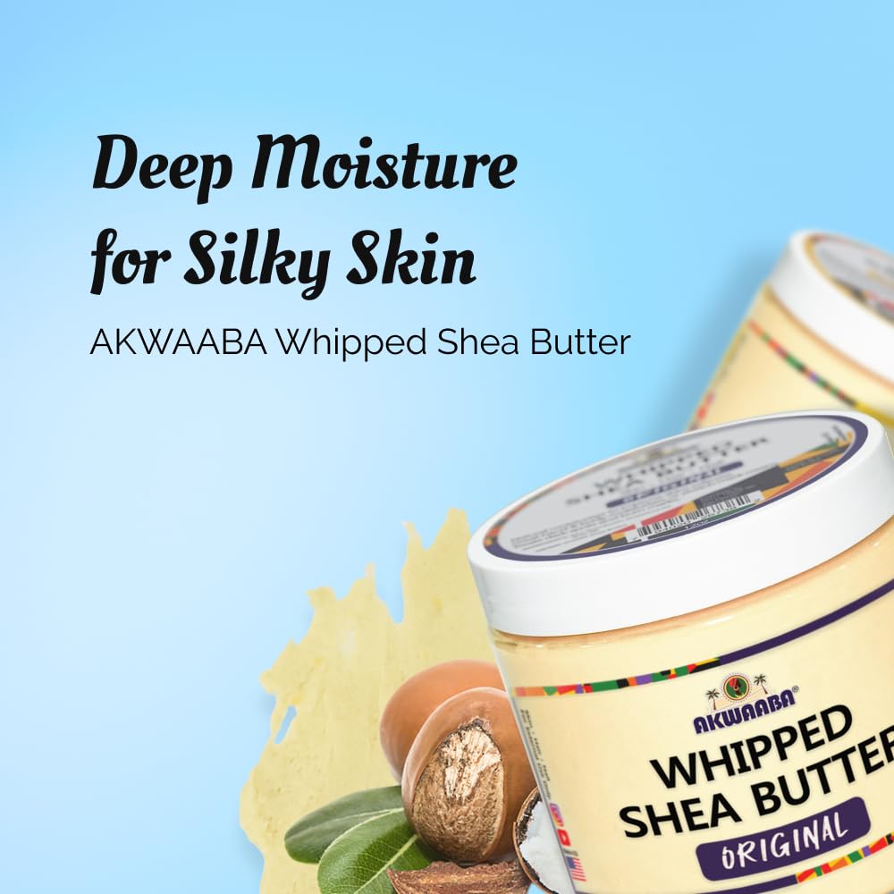 AKWAABA Whipped Shea Butter (Baby Powder) - Nourishes & Moisturizes | Made with Shea Butter | No Dyes & Parabens | 12 oz / 340 g