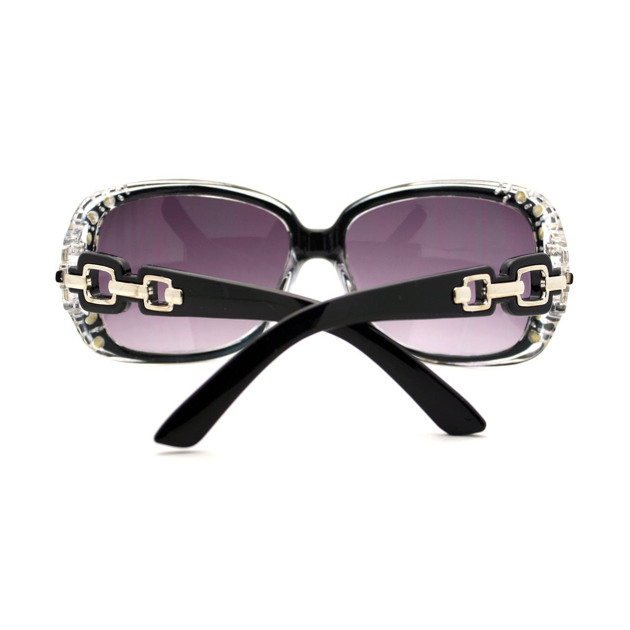 Womens Bifocal Lens Sunglasses Oversized Square Rhinestone Frame Black +2.75