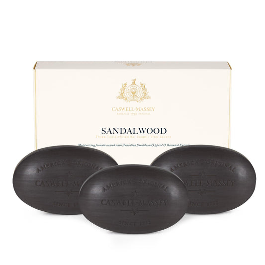 Caswell-Massey Natural Bar Soap Gift Set - Sandalwood - Triple-Milled Moisturizing Body Soap Bars for Men & Women, Plant-Based Formula with Essential