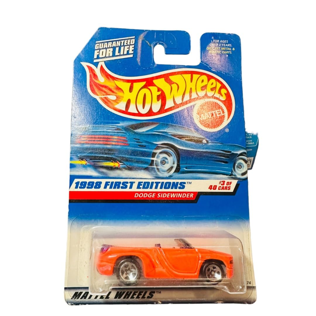 Hot Wheels - 1998 First Editions - Dodge Sidewinder - Neon Orange - Die Cast - Collector #634 - #3 of 45 - Rare Red Card - Limited Edition…