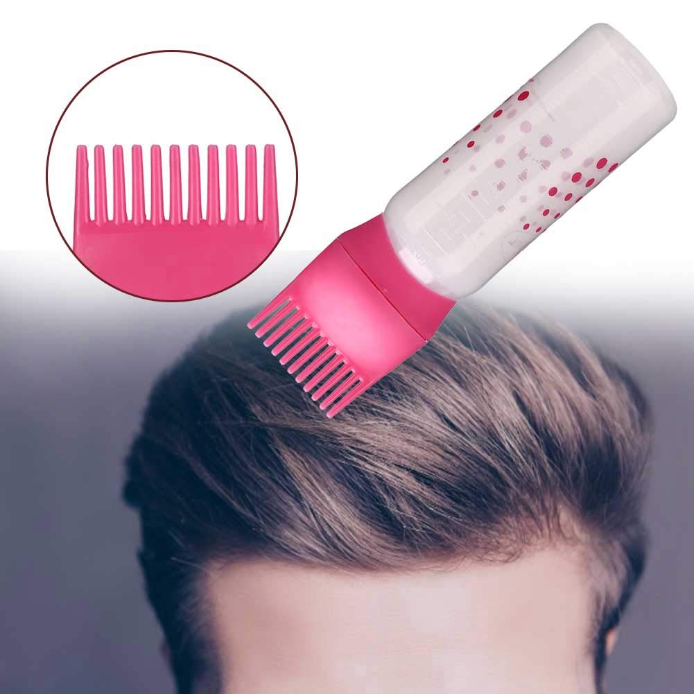 Antilog Root Comb Applicator Bottle with Graduated Scale and Brush for Salon Hair Coloring, Hair Dying (rose red, 170ml)