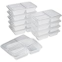 GoodCook Meal Prep Rectangle Three Compartment 20-Piece, White, Made without BPA
