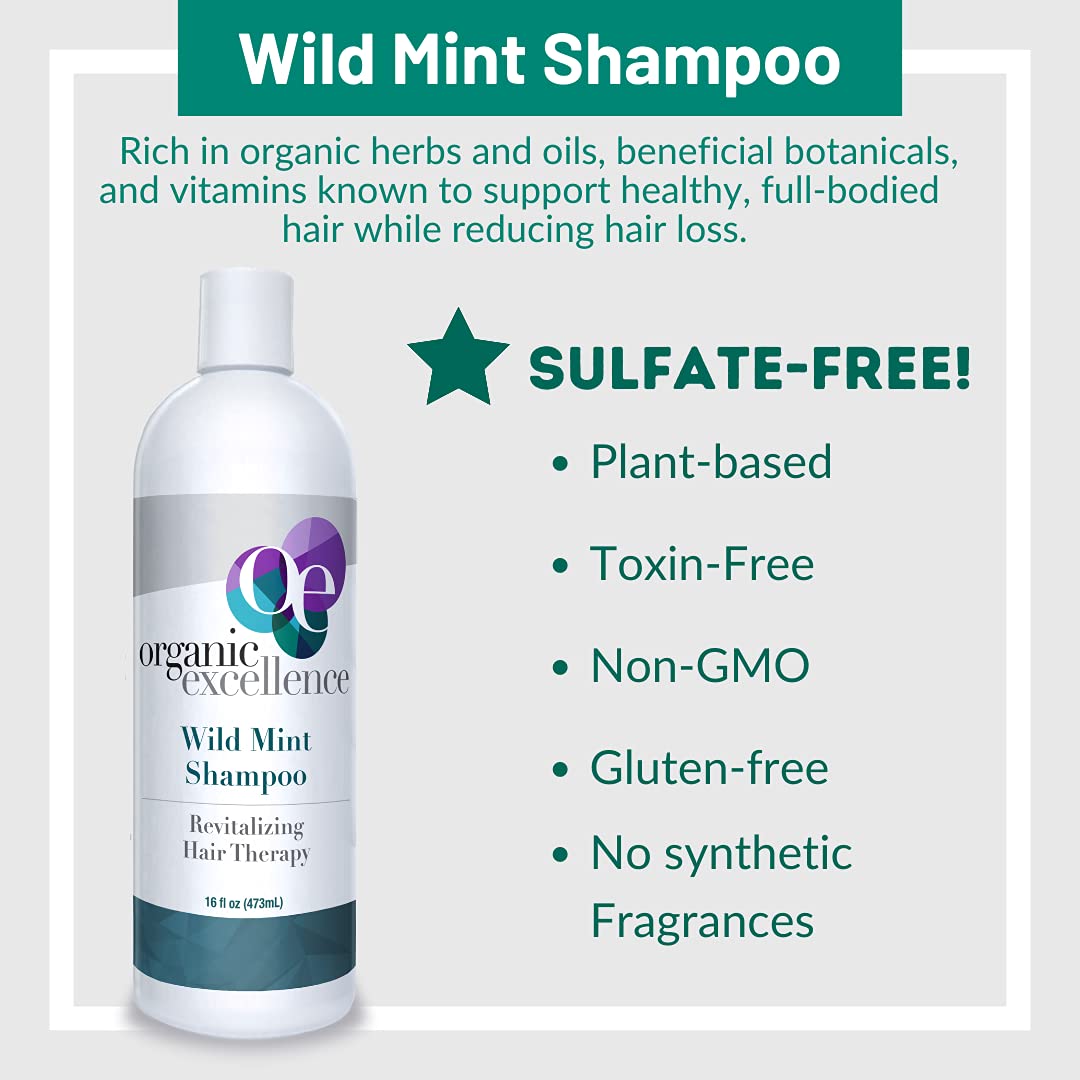 Organic Excellence Mint Shampoo, 16-Ounces (Pack of 2)
