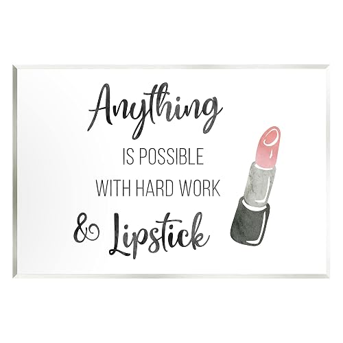 Stupell Industries Anything Possible With Lipstick Glam Makeup Inspiration Wood Wall Art, Design By CAD Designs