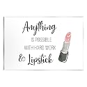 Stupell Industries Anything Possible With Lipstick Glam Makeup Inspiration Wood Wall Art, Design By CAD Designs