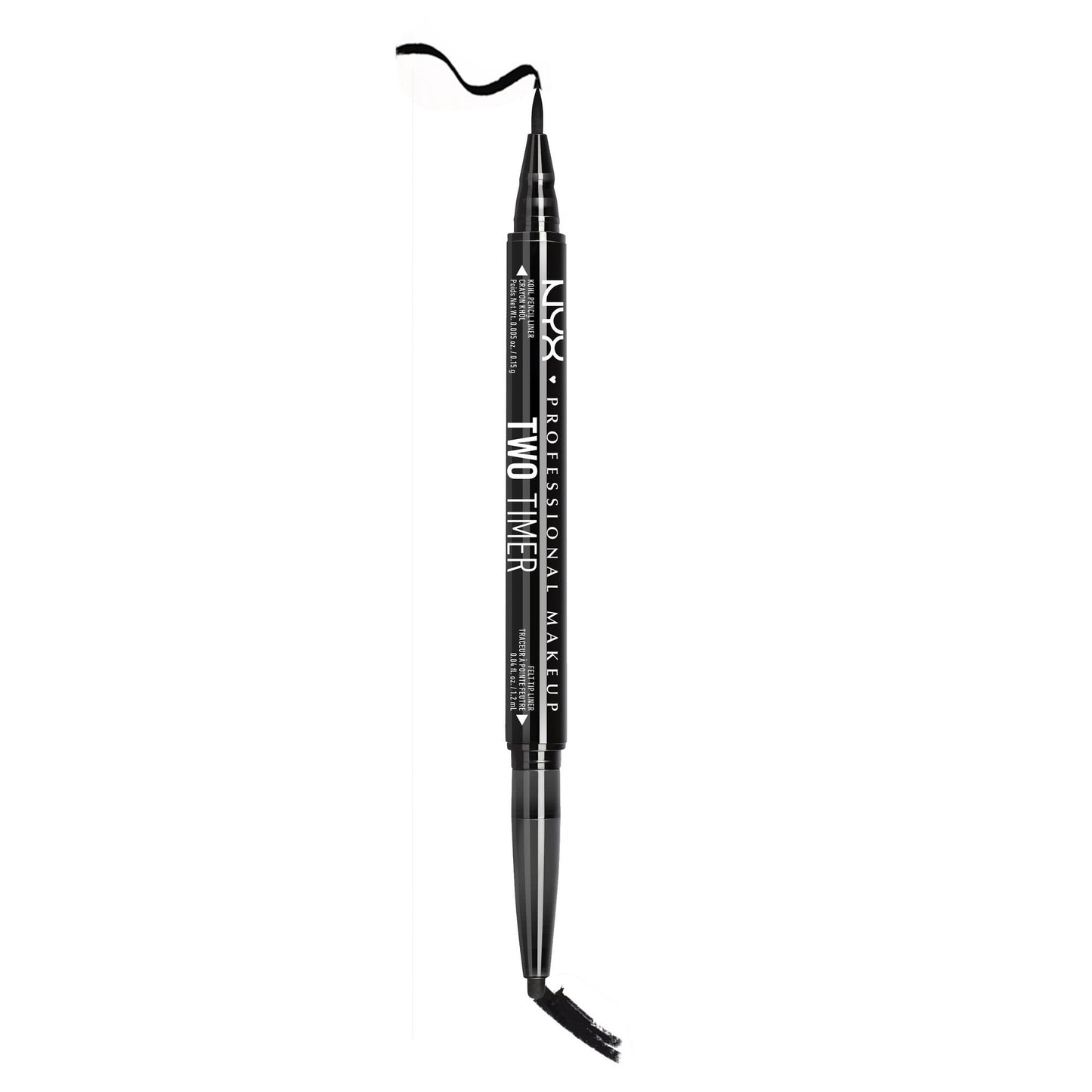 NYX PROFESSIONAL MAKEUP Two-Timer Dual Ended Eyeliner, Eyeliner Pencil, Jet Black