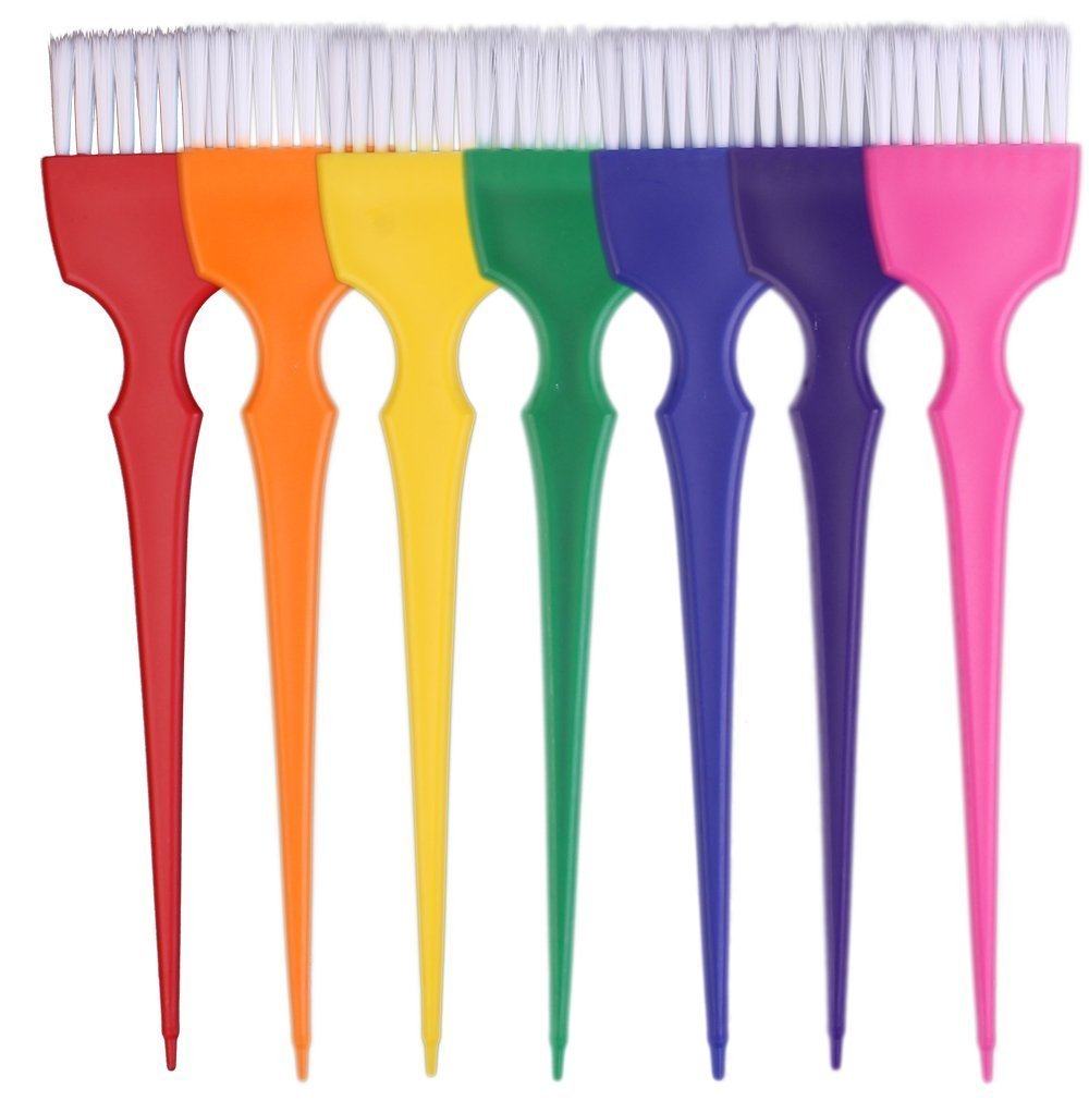 PERFEHAIR Hair Dye Brush Kit Coloring Tint Applicator Brushes Set-7 Rainbow Colors