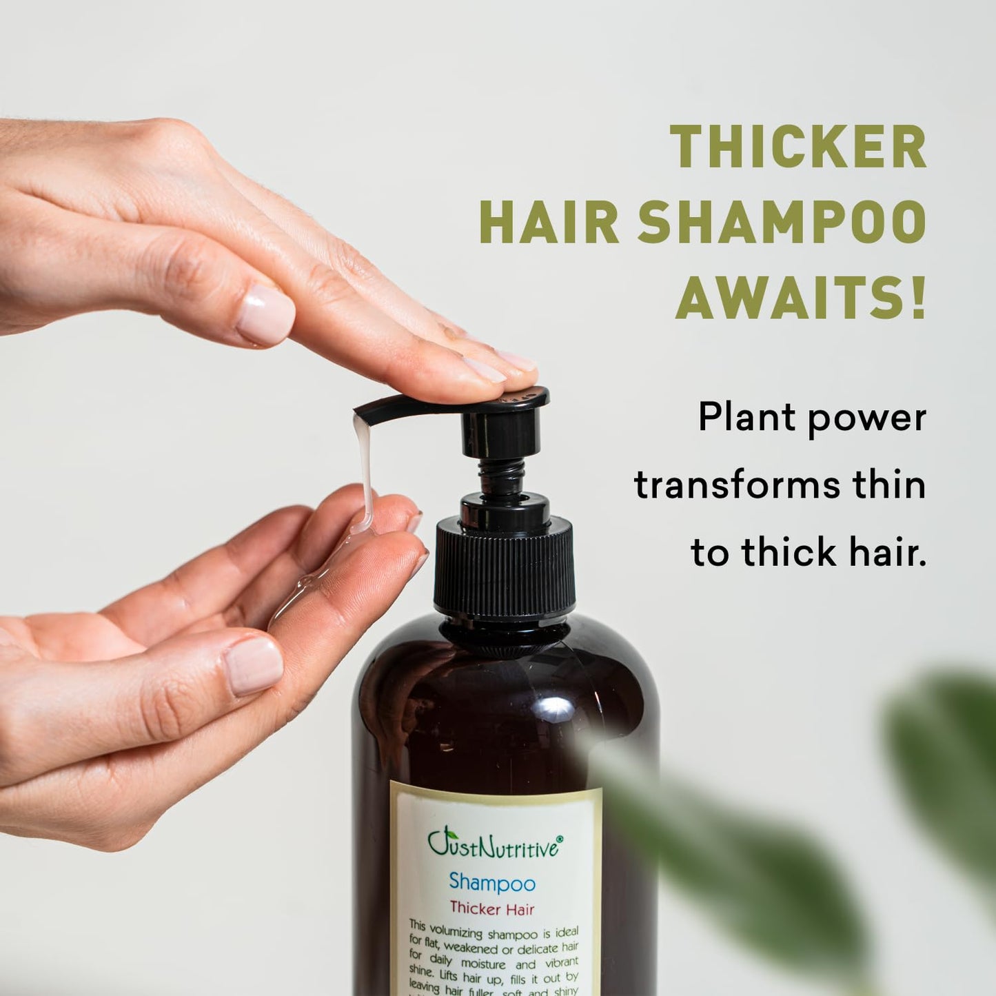 Just Nutritive Thicker Hair Shampoo | Hair Thickening | Hair Growth Thickening Shampoo | Grow Thick Hair | Hair Thickening Treatment for Men and Women