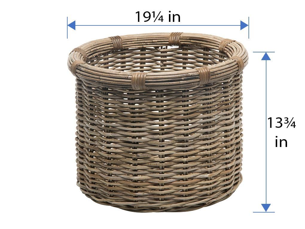 KOUBOO Rattan Kobo Round Log & Storage Basket, Gray-Brown