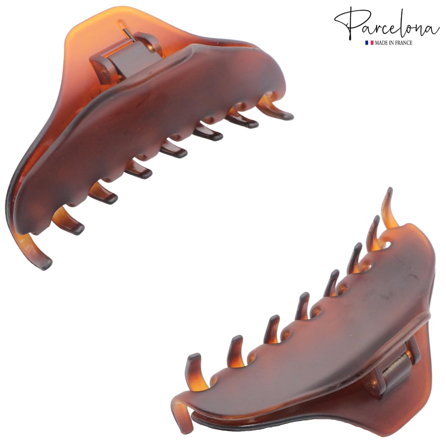 Parcelona French Skinny Boss Medium Dark Brown Shell Matte Finish Covered Spring Jaw Hair Claw Clip Clutcher Clamp - 3.5 Inches
