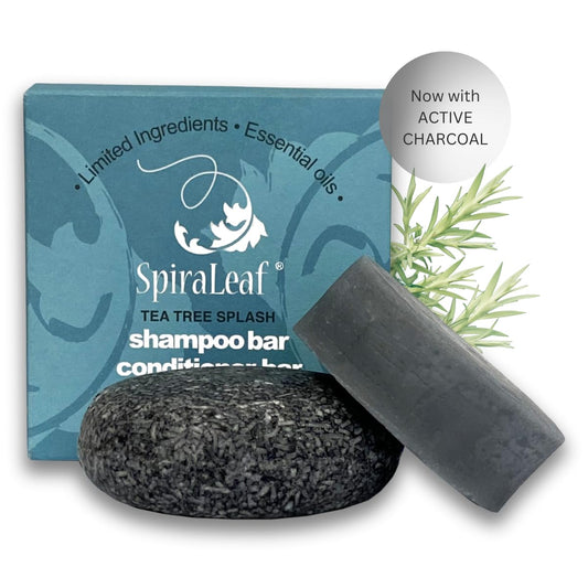 SPIRALEAF Solid Shampoo Bar & Conditioner Bar Set, TEA TREE SPLASH Essential Oil Blend, Limited Ingredients, Concentrated Formula, Fragrance-Free