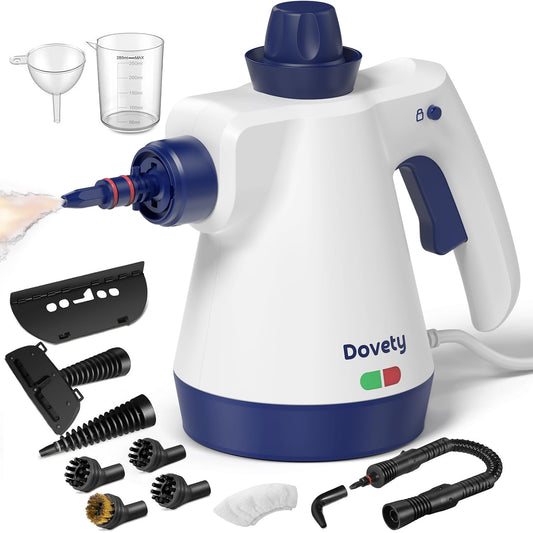 Handheld Pressurized Steam Cleaner – Powerful Multi-Surface Steamer with 12 Accessories & Safety Lock for Home, Car, Bathroom
