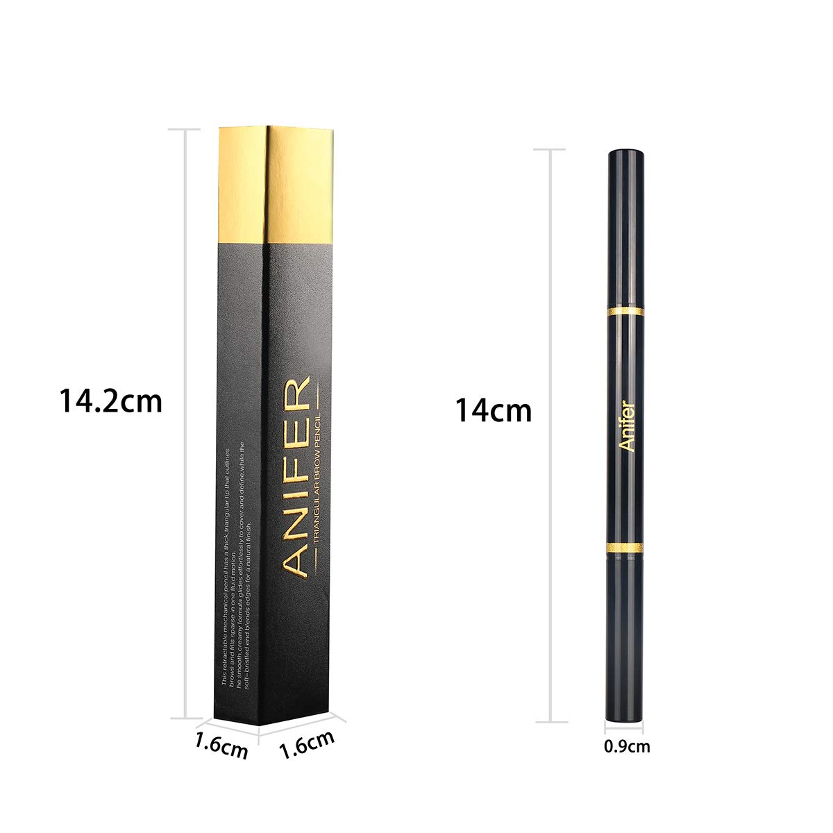 ANIFER Eyebrow Pencil Dark brown Waterproof Smooth Natural Cruelty Free (Dark brown #2)