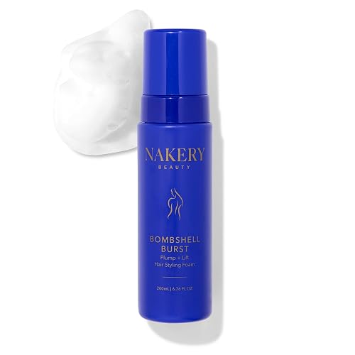 Nakery Bombshell Burst Hair Foam, Volumizing Mousse for Styling Curly and Straight Hair, Lightweight Foam with Biotin, Keratin, Panthenol, Texture