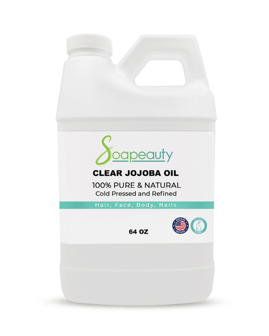 Soapeauty Clear Jojoba Oil | 100% Pure & Natural | Refined, Cold Pressed, Hexane Free | Moisturizing Oil for Skin, Face, Hair & Nails | 64 fl oz