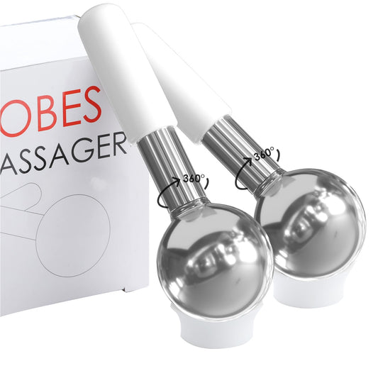 Lazzybeauty Rotating Stainless Steel Ice Globes – Unbreakable Facial Massage Balls for Face, Neck & Eyes | Cooling Cryo Sticks for Dark Circles & Anti-Aging