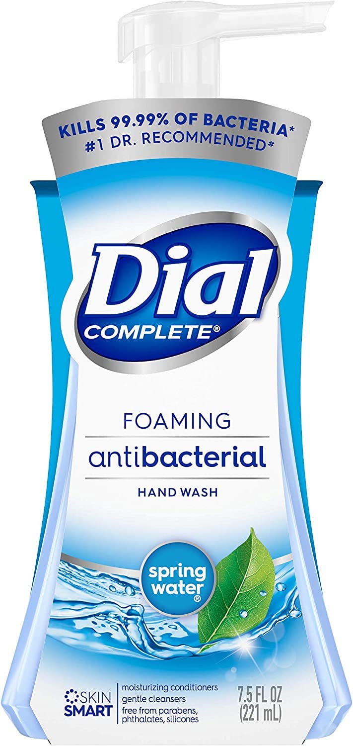 Dial Complete Foaming Antibacterial Hand Wash, Spring Water 7.50 oz (Pack of 4)