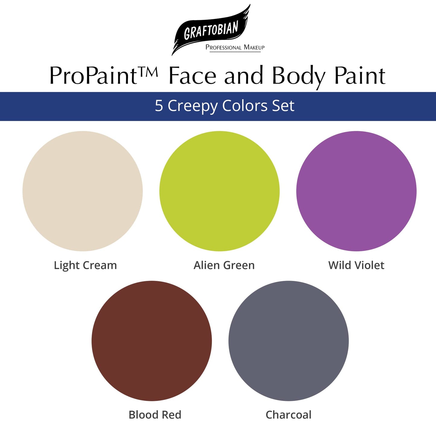 Graftobian Makeup ProPaint Face & Body Paint - 5 Creepy Colors Set 30ml - Halloween & Costume Makeup for Adults