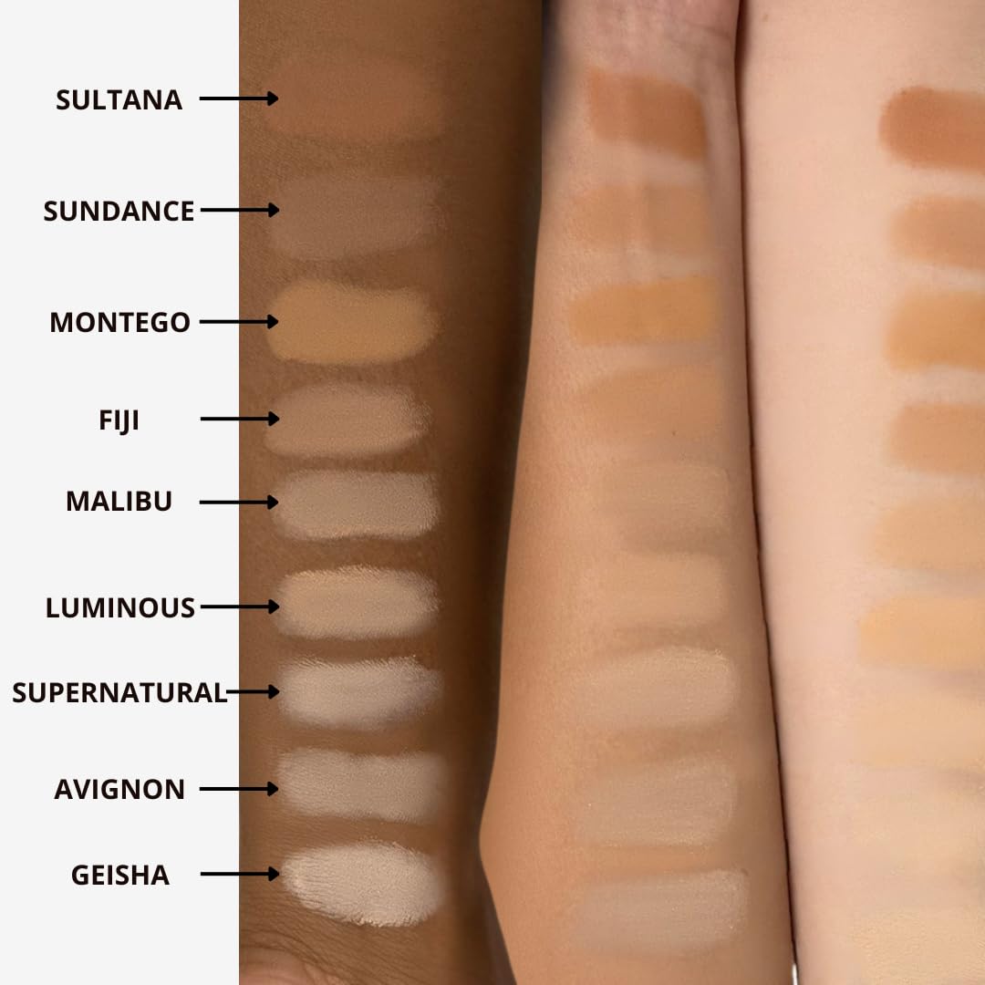 Honeybee Gardens Pressed Mineral Powder Foundation Refill, Montego, Warm Tan Neutral Shade, Adjustable Coverage, Natural Finish, With Botanical