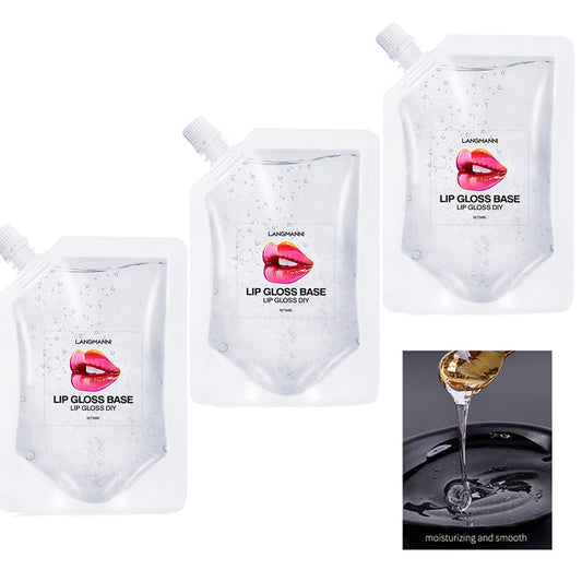BIOKUSY Lip Gloss Base 150ML, Clear Moisturizing Versagel Base Gel for DIY Handmade Lip Gloss Lipstick, Ingredient Safety - 5.07oz (3 Pack x 50ML)