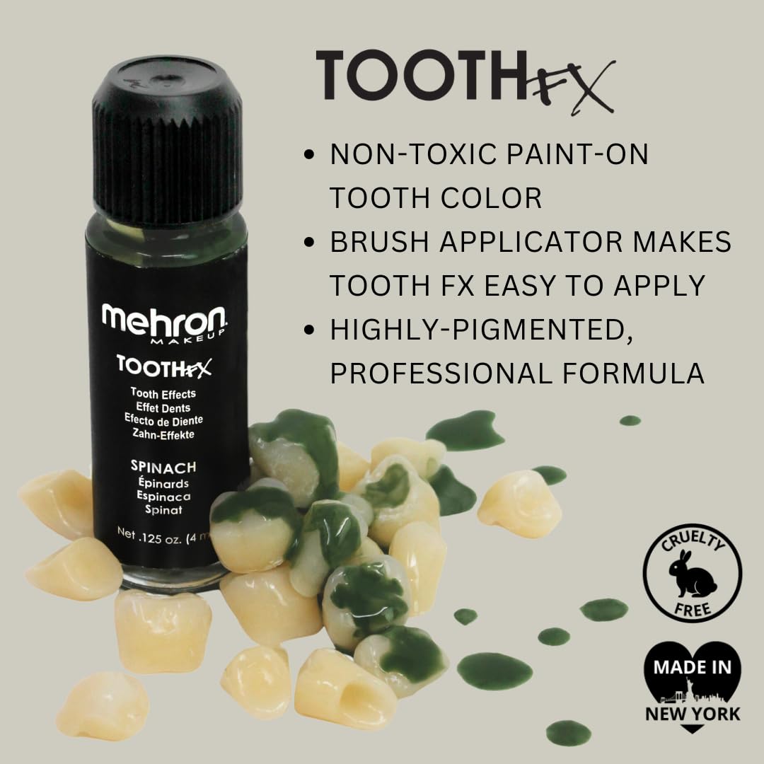 Mehron Makeup Tooth FX Spinach | Temporary Green Tooth Paint | Perfect for Creating Green Teeth FX & Rotten Teeth Makeup for Halloween, Cosplay