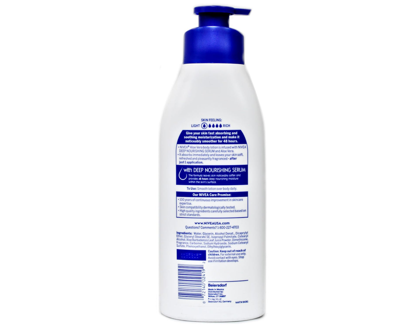 NIVEA Lotion Aloe Vera 48 Hour 16.9 Ounce Pump (500ml) (2 Pack)