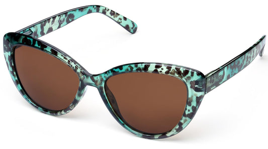 Polarized Cat Eye Sunglasses for Women - Oversized Green Cheetah Leopard Print Frame, Vintage Retro Big UV400 Shades