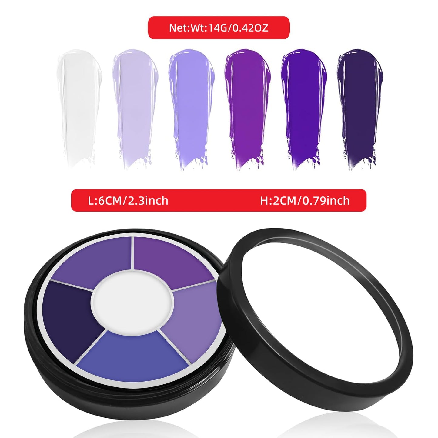 6 Color Purple Face Paint Palette, Professional Body Paint Violet Makeup, Washable Formula, Vibrant Purple Face & Body Paint for Halloween, Cosplay