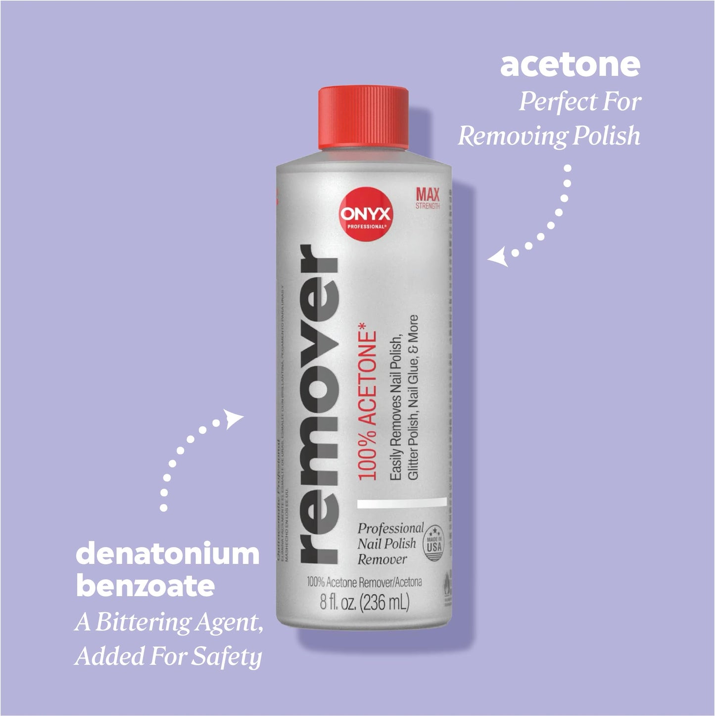 Onyx Professional 100% Pure Acetone Nail Polish Remover Kit with 7 inch Nail File, 8 fl oz - Made in USA, Maximum-Strength Gel Polish Remover Beauty and Personal Care Onyx Professional