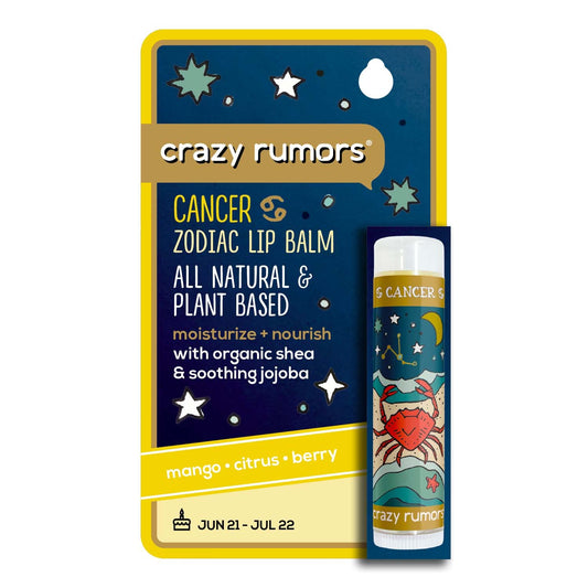 Crazy Rumors Cancer Zodiac All Natural, Plant Based Lip Balm to Moisturize and Nourish your Lips - Water Blend (Tropical Mango, Citrus Lemon, Beauty and Personal Care Crazy Rumors