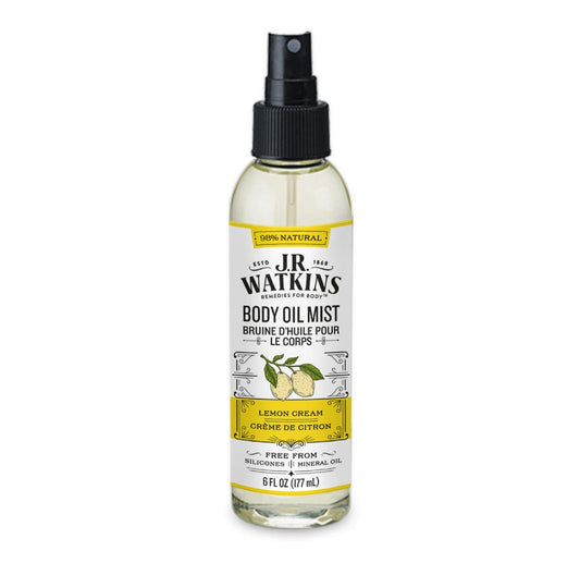 J.R. Watkins Natural Hydrating Body Oil Mist, Lemon Cream, Moisturizing Body Oil Spray for Glowing Skin, USA Made and Cruelty Free, 6 fl oz, Single Beauty & Personal Care J.R. Watkins