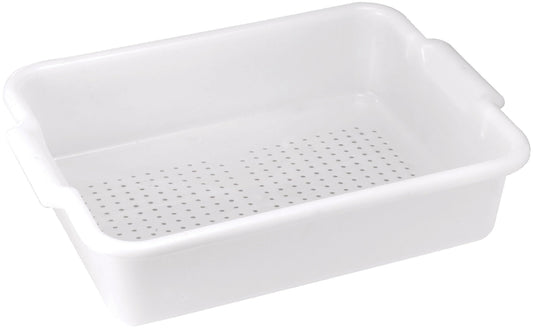 Winco Perforated Bus Box Dish Tub for Restaurants, White