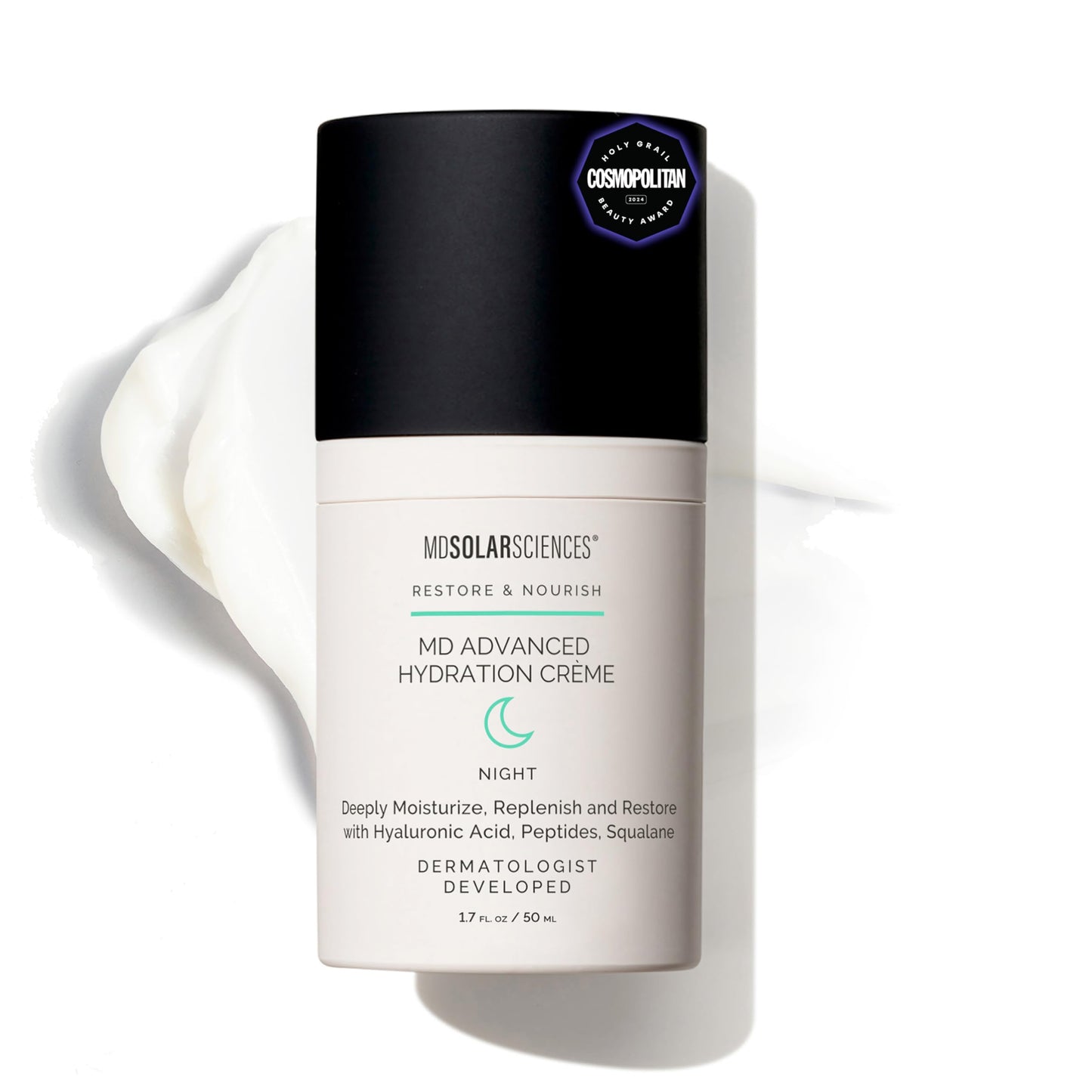 MDSolarSciences MD Advanced Hydration Crème | Time-Released Night Cream with Hyaluronic Acid, Peptides & Squalane | Intense Anti-Aging Hydration