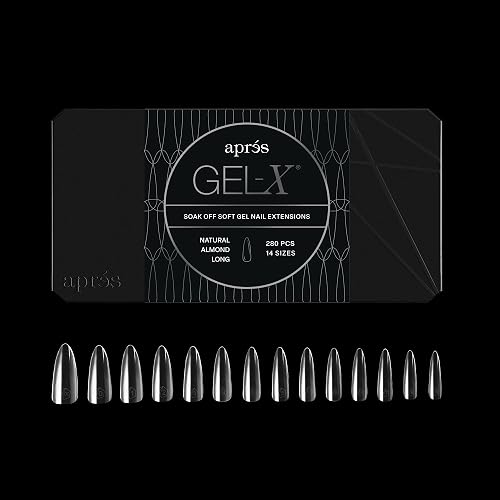 Apres Gel-X® Almond Box of Nail Tips | 280 Gel-X Tips, Soft Tips, 14 Sizes 00-9 | Half-sizes Included (Natural Almond Long, 280 Count) Beauty & Personal Care APRÉS