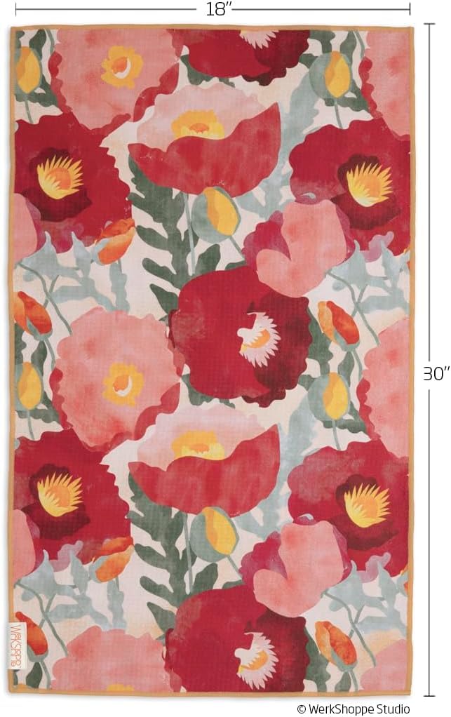 WerkShoppe Abstract Poppies Microfiber Towel