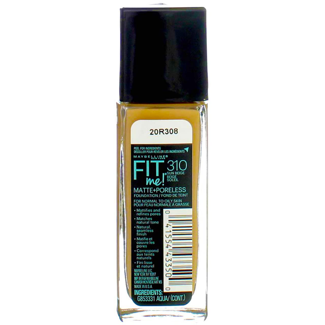 Myb Fitme 310 Mp Fndtn Sn Size 1z Maybelline Fit Me Matte+poreless Foundation Sun Seige 310 1 Fl Oz