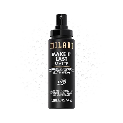 Milani Setting Spray + Primer, Make It Last Matte- Oil Absorbing Charcoal Formula to Control Shine, Matte Finish Setting Spray for Makeup and Primer