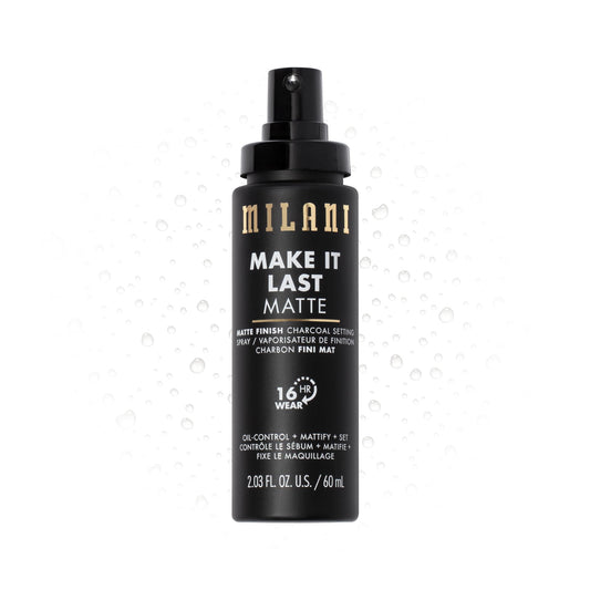 Milani Setting Spray + Primer, Make It Last Matte- Oil Absorbing Charcoal Formula to Control Shine, Matte Finish Setting Spray for Makeup and Primer