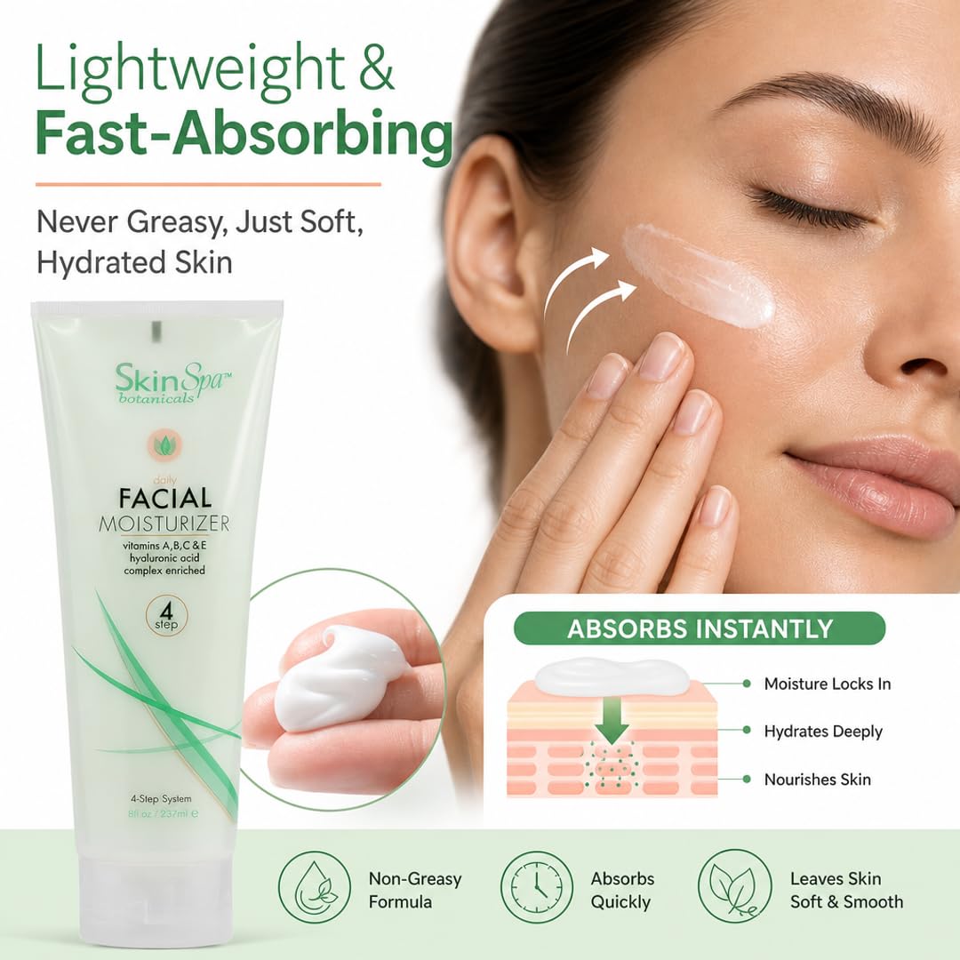 SkinSpa All-in-One Face Moisturizer - Hyaluronic Acid, Retinol & Vitamins C & E | Paraben-Free, Sulfate-Free, Cruelty-Free | All Skin Types | Made in