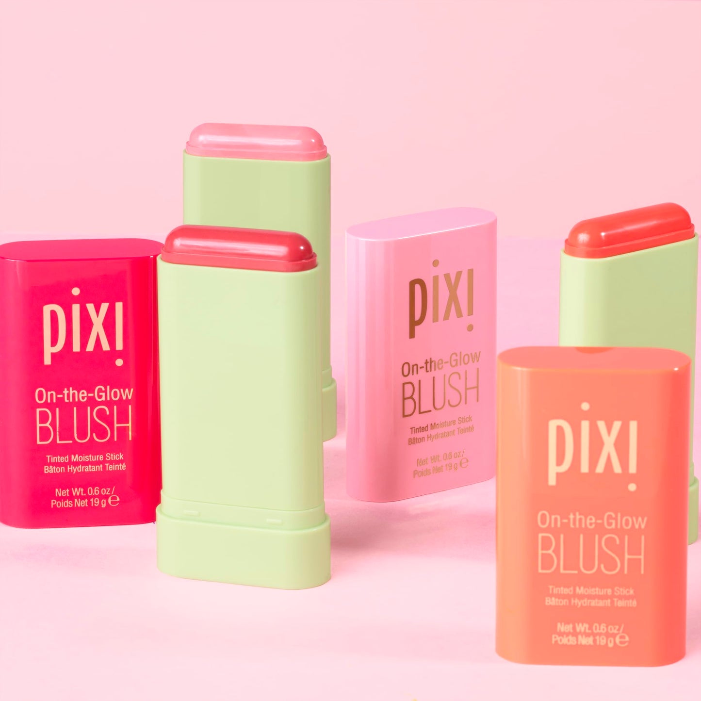 Pixi On-the-Glow Blush Stick in Ruby, Hydrating Tinted Moisture Stick for Cheeks and Lips with Ginseng, Aloe Vera and Fruit Extracts, Twist-Up Design