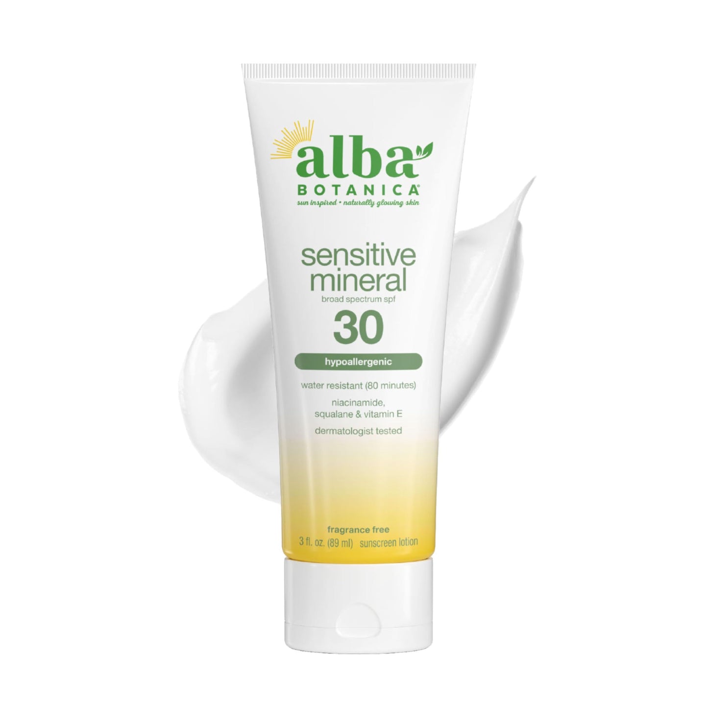 Alba Botanica Sensitive Mineral Sunscreen Lotion SPF 30, 3 Oz