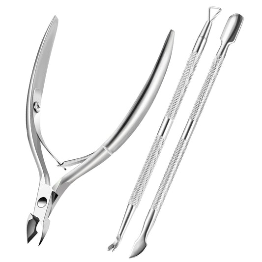Cuticle Trimmer Cuticle Remover with Cuticle Pusher, XUNXMAS Professional Stainless Steel Durable Pedicure Manicure Tools Cutter Nipper Scissor