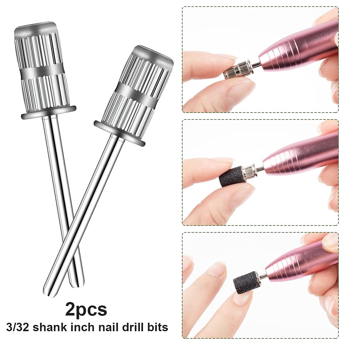 Rolybag Sanding Bands for Nail Drill, 240 Grit Sanding Band Include 100 Fine Grit Sanding Bands and 2 Pcs Mandrel Bit for 3/32" Nail Drill Machine