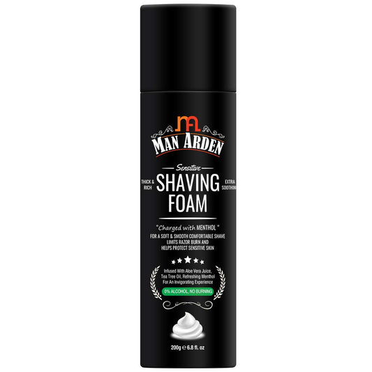 Man Arden Man Arden Shaving Foam For Sensitive Skin - Charged with Menthol, Aloevera and Tea Tree, 200g Beauty and Personal Care Man Arden