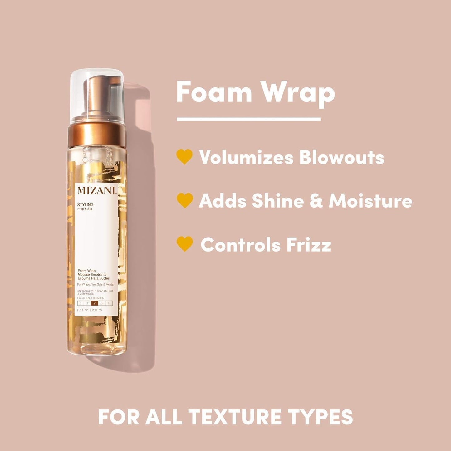 Mizani Foam Wrap Curly Hair Styling Foam - Anti Frizz Moisturizing Hair Mousse with Shea Butter, Smooth and Shine, Non-Greasy, Silicone-Free, Free