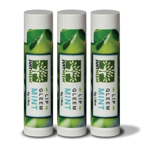 JustNeem Lip Gleem, Lip Balm - 3 Pack - Natural, Moisturizing Balm, Repairs Chapped, Cracked and Dry Lips - 0.17 oz/each