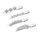 Rhinestone Alligator Hair Clips Duckbill Hairpins Flower Hair Barrettes for Women Hair Styling Tools Hair Accessories 4PCS (Silver)