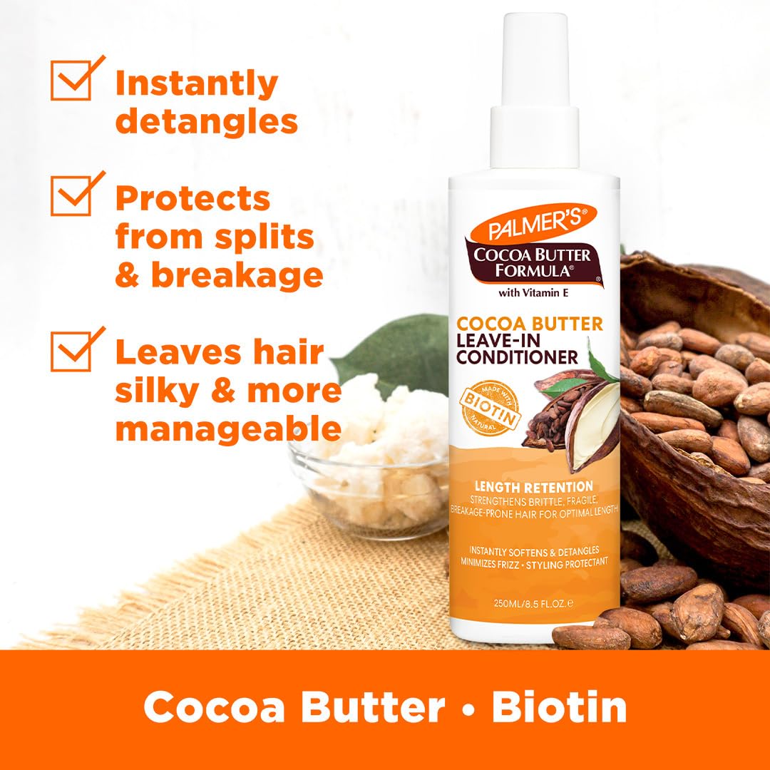 Palmer's Cocoa Butter & Biotin Length Retention Leave-In Conditioner, Strengthen, Minimize Frizz and Detangle Hair, Suitable for All Curly Hair