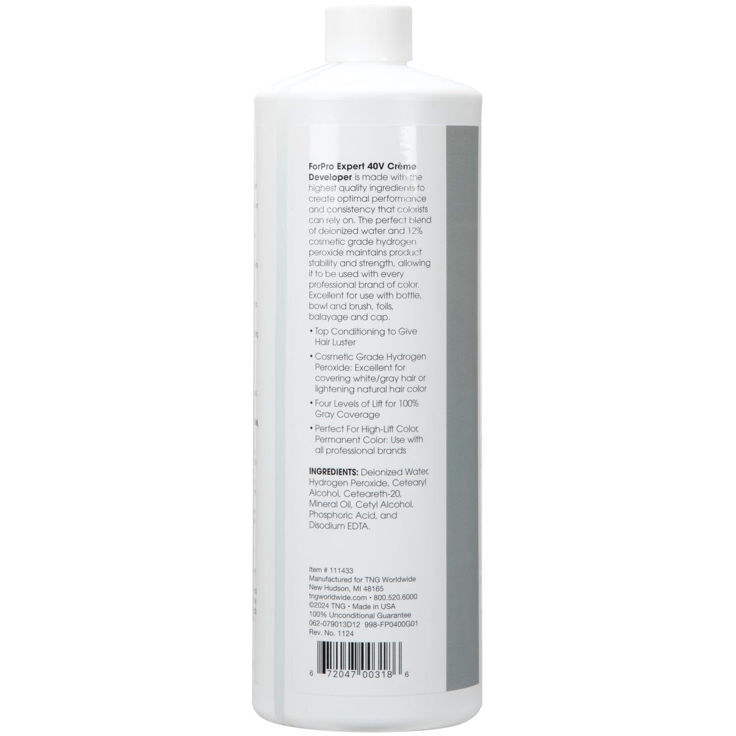 ForPro Expert 40 Volume Crème Developer, 32 Fl Oz - for Hair Lightening, Gray Coverage & Color Deposit with Maximum Lift